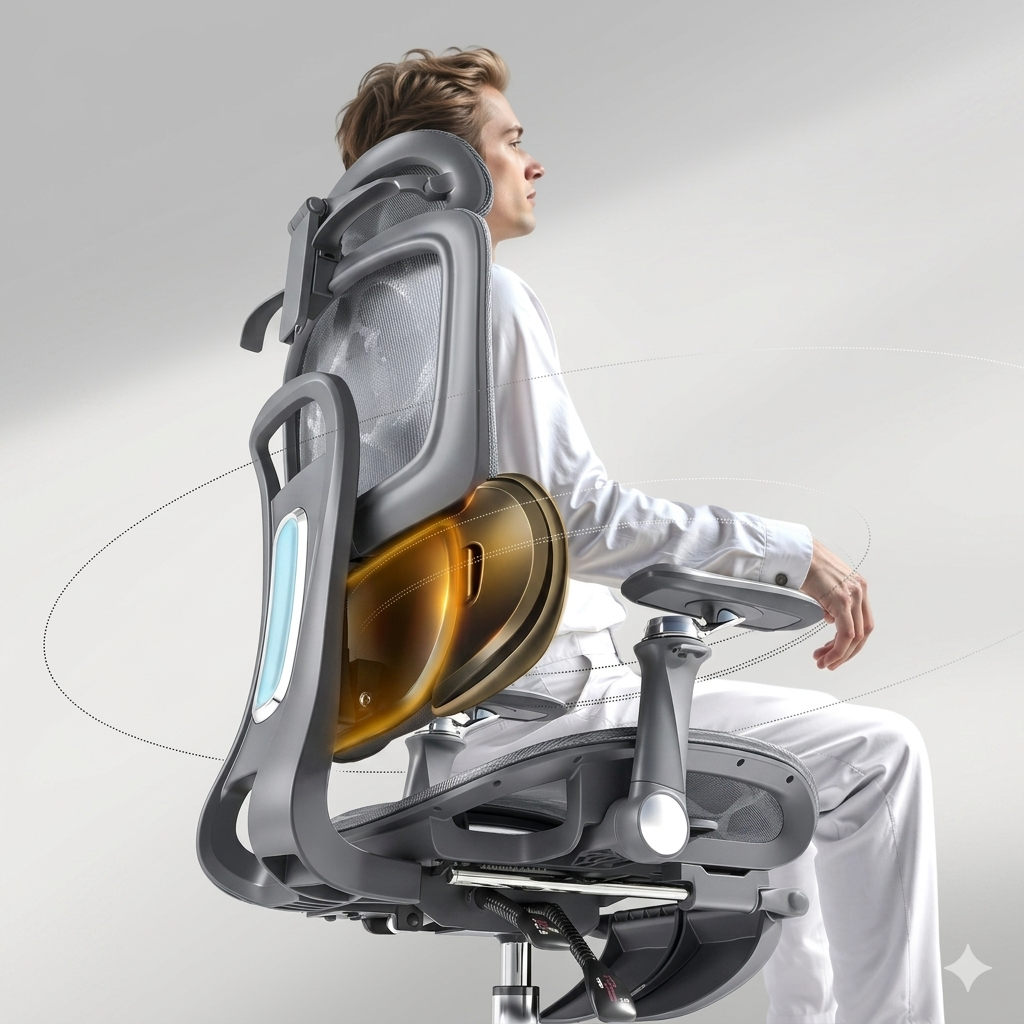 YZ1002 – Grauer ergonomischer Bürostuhl