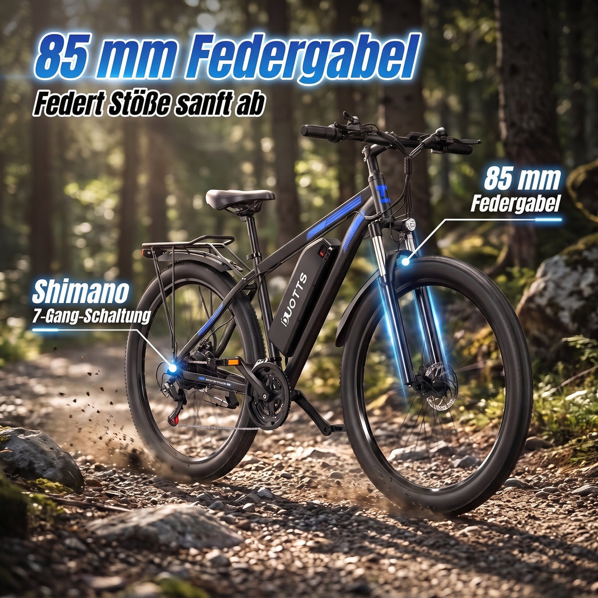 85mm前叉避震与Shimano 7速变速